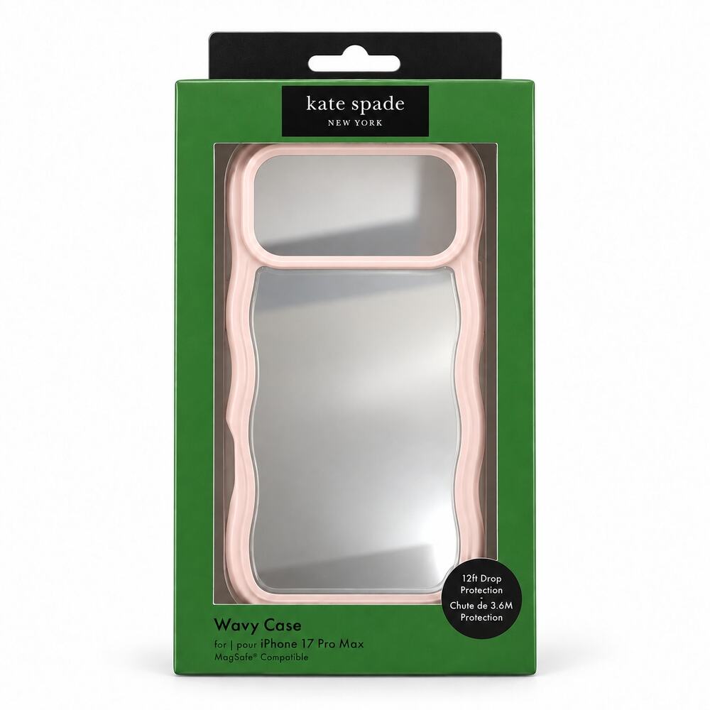 Kate Spade iPhone 17 Pro Max Case Pink Wavy Mirror NEW
